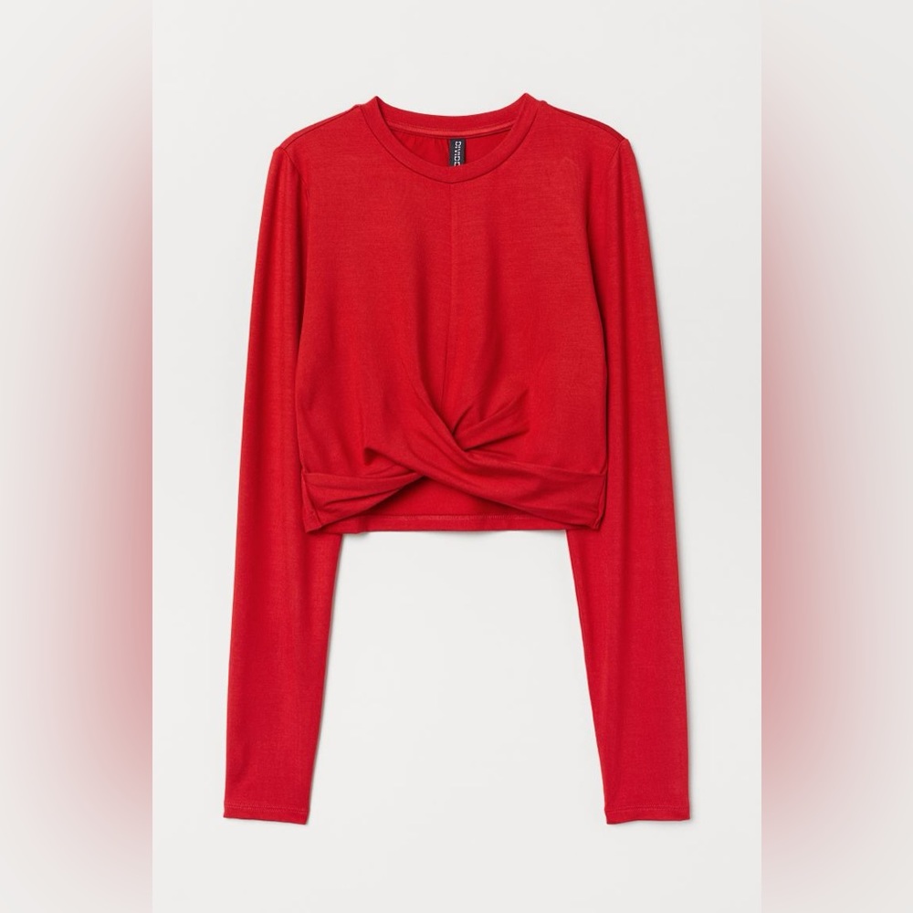 H&M Short Knot-detail Jersey Top